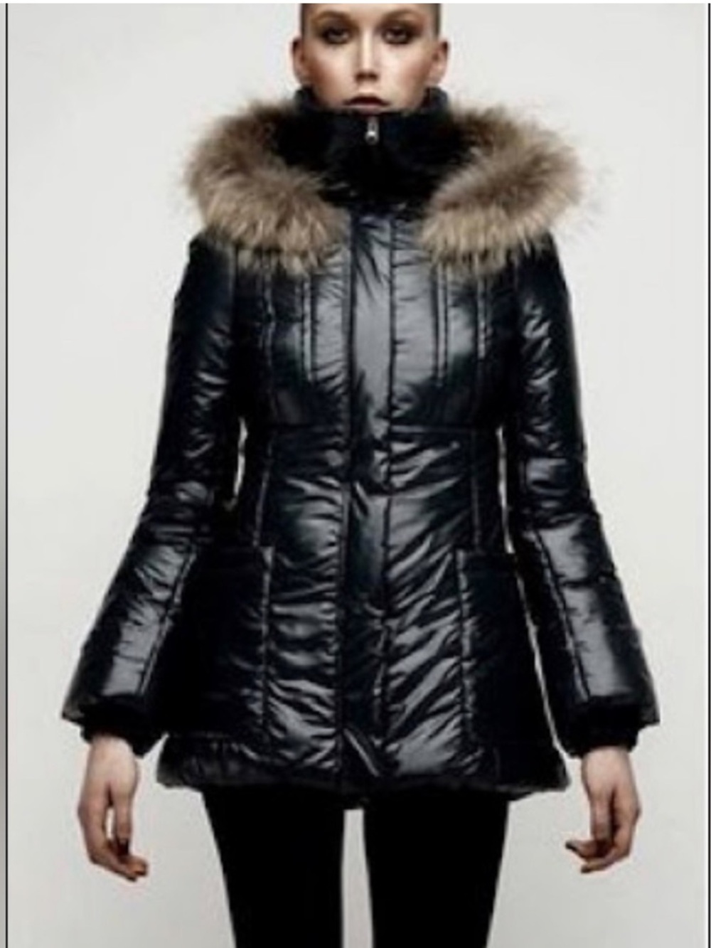 Mackage Black Puffer Coat with Tan Real Fur Hood Trim